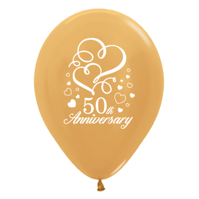 30cm 50th Anniv Hrts Met Gold