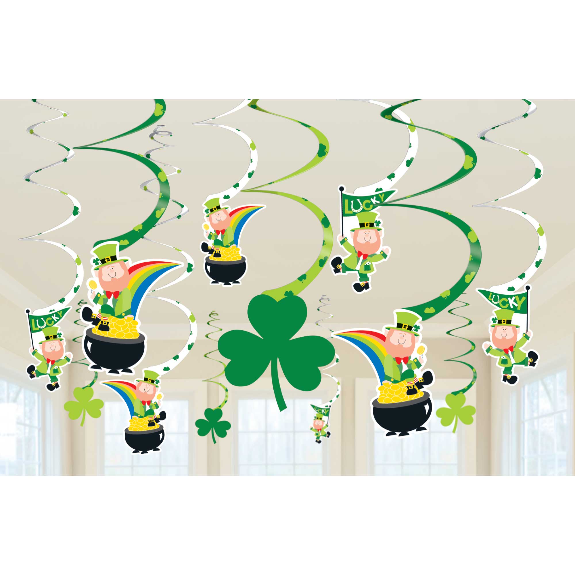 St Pats Day VP Foil Swirl Decs
