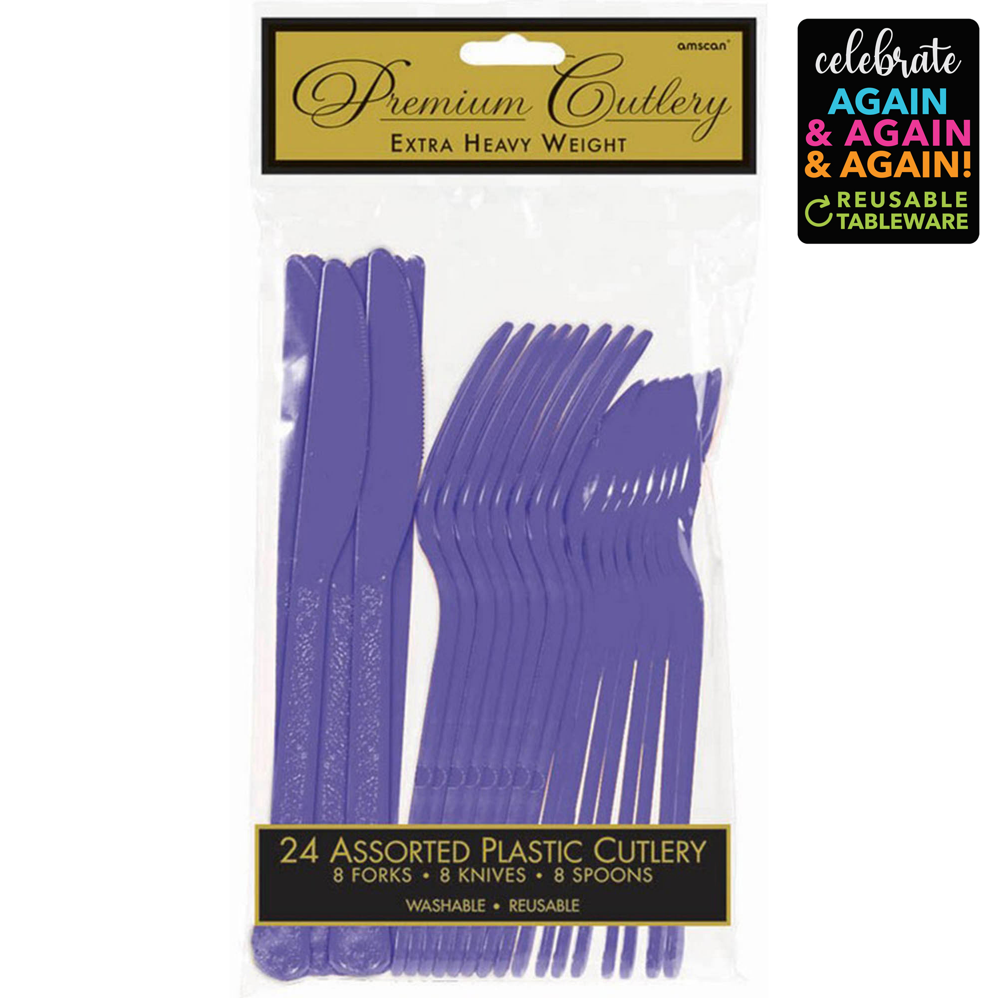 HW Asst 24CT Cutlery New Purp*