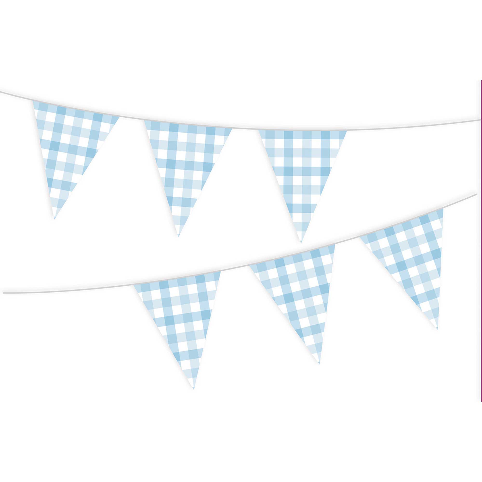 Gingham Ppr Bunting Pastel Blu